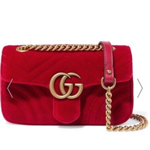 Gucci GG Marmont Mini Quilted Velvet Shoulder Bag